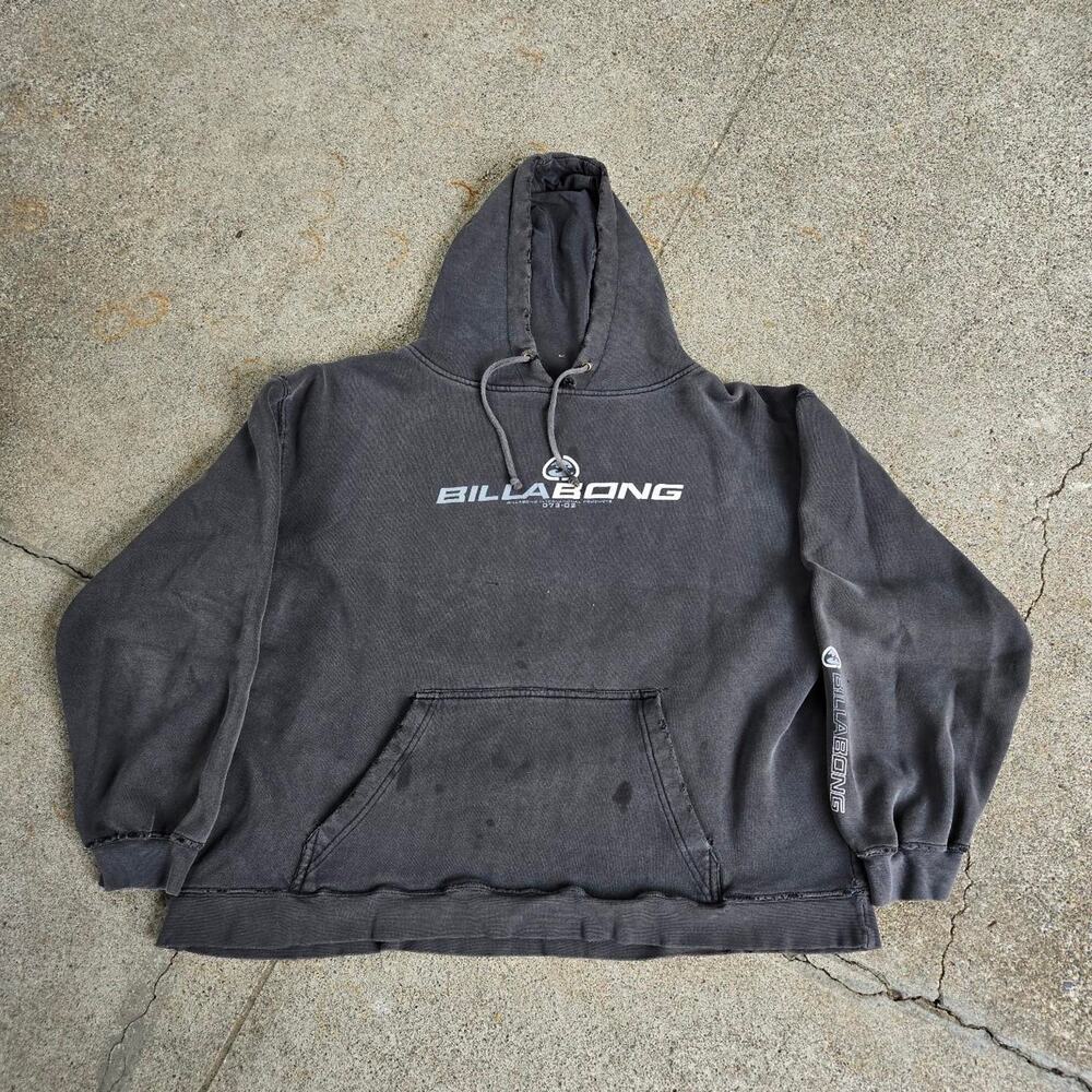 Vtg Y2k BILLABONG International Products Beach Skate Surf Hooded Sweatshirt Med